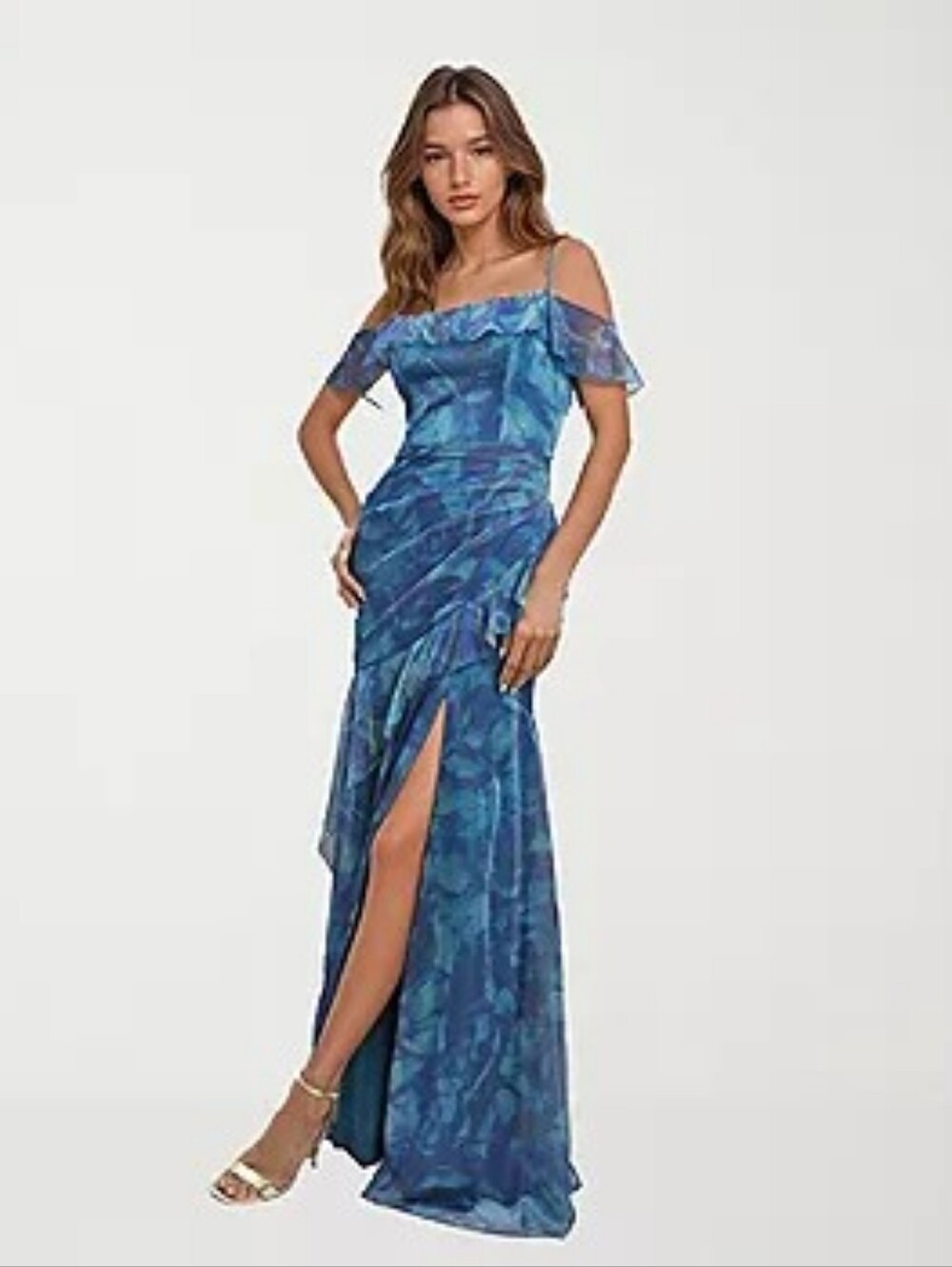 Renee Ruiz Watercolor Ruffle Gown